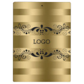 Moderne Goldstreifen und Vintage schwarze Blütensp Klemmbrett (Rückseite)