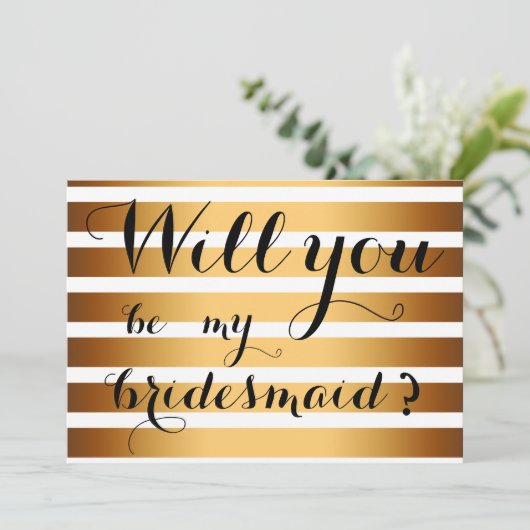Moderne Goldstreifen werden meine Bridesmädchen se Einladung (Stehend Vorderseite)