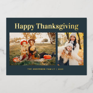 Moderne Goldtext Herbst Glückliches Erntedankfest  Folien Feiertagskarte