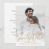 Moderne Goldtypografie Einfache Hochzeit von Fotos Save The Date (Vorne/Hinten)