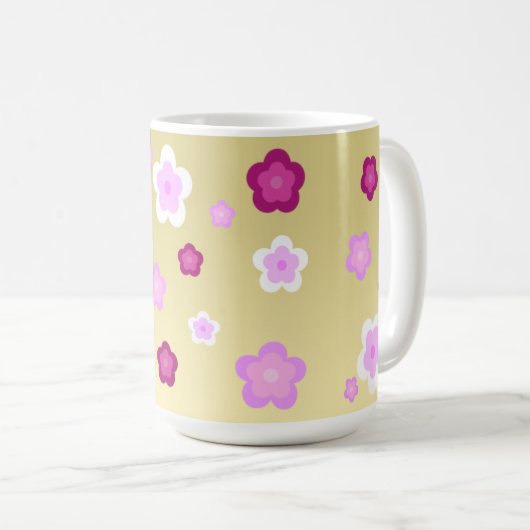 Moderne Goldtypografie Floralmonogrammname Kaffeetasse (VorderseiteRechts)