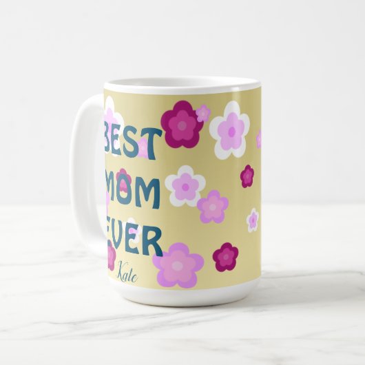 Moderne Goldtypografie Floralmonogrammname Kaffeetasse (Vorderseite Links)