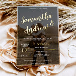 Moderne Goldtypografie-Foto-Hochzeit Folieneinladung<br><div class="desc">Moderne reale Goldfolien-Typografie Hochzeit,  fügen Sie Ihr Foto mit einem schwarzen Rand-Overlay,  alle Texte und Farben sind anpassbar</div>