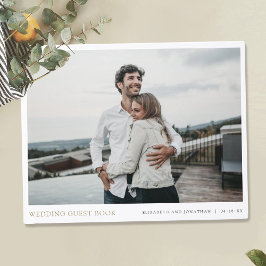 Moderne Goldtypografie-Foto-Hochzeit Gästebuch