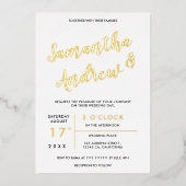 Moderne Goldtypografie-Hochzeit Folieneinladung (Vorderseite)