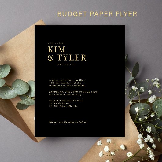 Moderne Goldtypografie-Hochzeitseinladung Flyer
