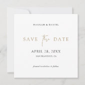 Moderne Goldtypografie-Square-Foto Hochzeit Save The Date (Vorderseite)