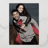 Moderne Goldumlaufskripte | Schwarzes Foto Hochzei Folieneinladung (Rückseite)