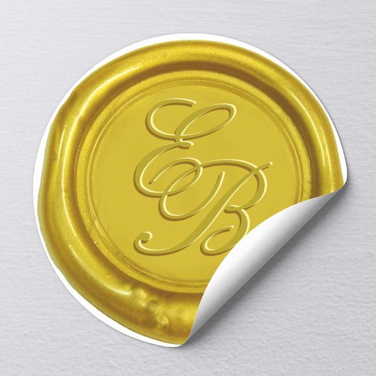 Moderne Goldwax Monogram Elegante Hochzeit Runder Aufkleber