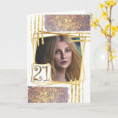 Moderne goldweiße 21. geometrische Glitzer Formen Karte (Gelbe Blume)