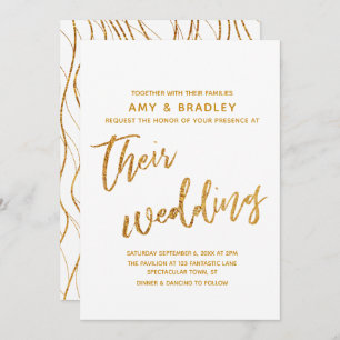 Moderne Goldwölfe Handschrift White Wedding Einladung