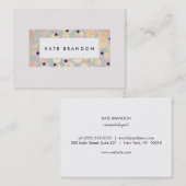 Moderne Goldzirkel und farbenfrohe Confetti Plaque Visitenkarte (Vorne/Hinten)