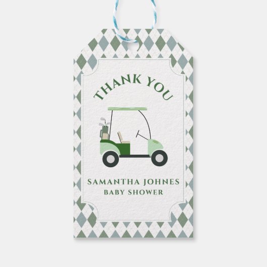 Moderne Golf Baby Dusche Geschenkanhänger (Rückseite)