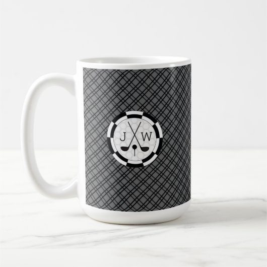 Moderne Golf Equipment Motif und Monogram Kaffeetasse (Links)