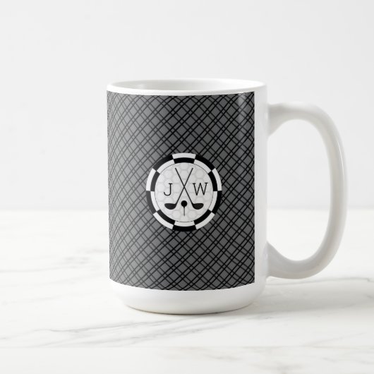 Moderne Golf Equipment Motif und Monogram Kaffeetasse (Rechts)