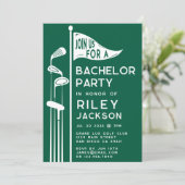 Moderne Golf Golfers Bachelor Party Grün Einladung (Stehend Vorderseite)