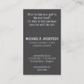 Moderne Golf-Instruktor Golf-Klasse Business Card Visitenkarte (Rückseite)