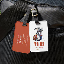 Moderne Golf-Sport-Monogramm Gepäckanhänger