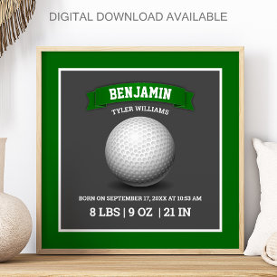 Moderne Golfball-Baby-Geburtsstatistik Poster