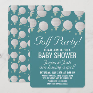 Moderne Golfbälle Baby Shower Party Blau Einladung