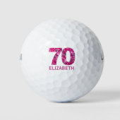 Moderne Golfbälle zum 70. Geburtstag pink Initiale (Vorderseite)