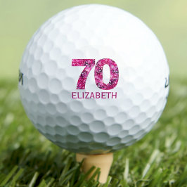 Moderne Golfbälle zum 70. Geburtstag pink Initiale