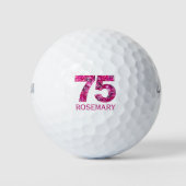 Moderne Golfbälle zum 75. Geburtstag 75 rosa Initi (Vorderseite)