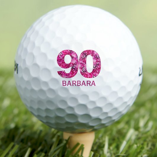 Moderne Golfbälle zum 90. Geburtstag pink Initiale