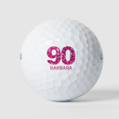 Moderne Golfbälle zum 90. Geburtstag pink Initiale (Vorderseite)
