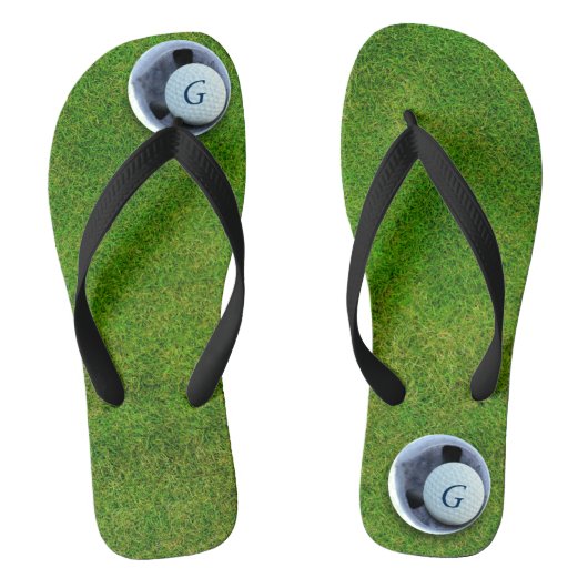 Moderne Golfer Golf Course Monogram Putting Green Badesandalen (Fußbett)