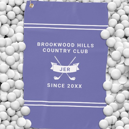 Moderne Golfer Monogram Golfschläger Periwinkle Golfhandtuch