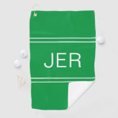 Moderne Golfer Monogram Initials Classic Green Pro Golfhandtuch (Insitu)