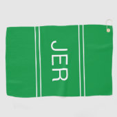 Moderne Golfer Monogram Initials Classic Green Pro Golfhandtuch (Horizontal)