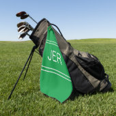 Moderne Golfer Monogram Initials Classic Green Pro Golfhandtuch (Gras)