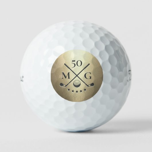 Moderne Golfer Monogram Initials Gold Golfball (Vorderseite)
