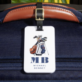 Moderne Golfer Sport Monogramm Gepäckanhänger