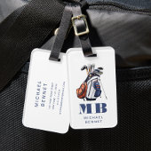 Moderne Golfer Sport Monogramm Gepäckanhänger
