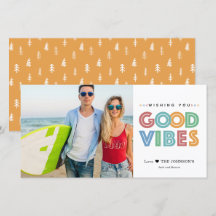Moderne Good Vibes Foto Holiday Card