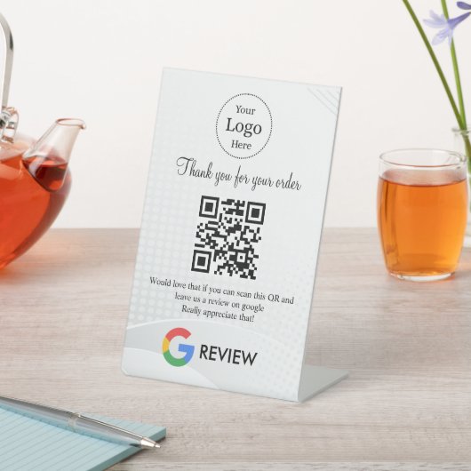 Moderne Google Bewertungen QR-Code-Tischschild Sockelschild (In SItu)