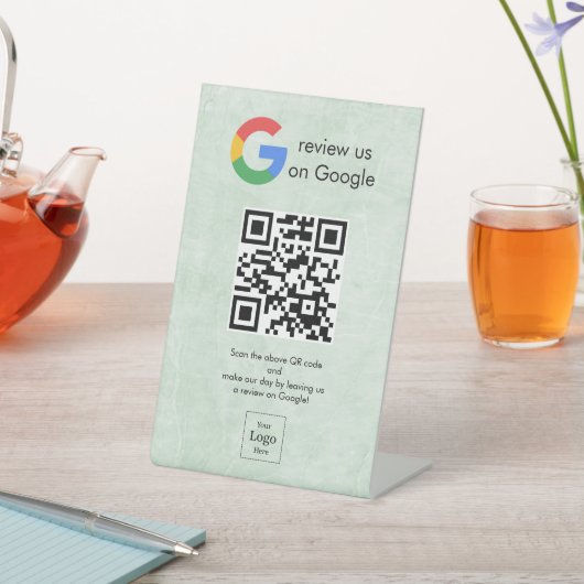 Moderne Google Bewertungen QR-Code-Tischschild Sockelschild (In SItu)