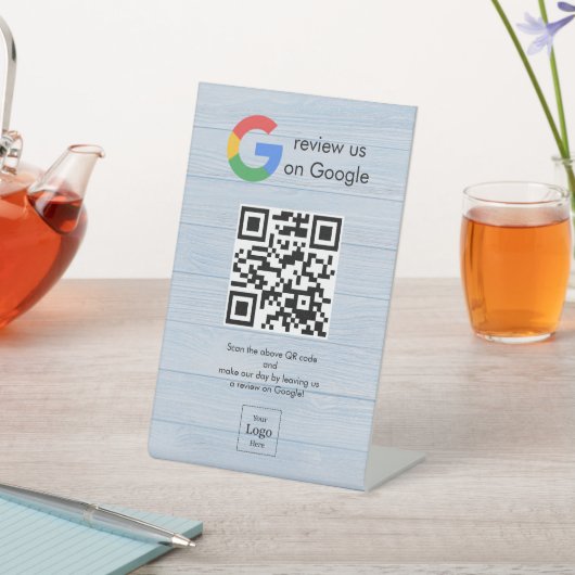 Moderne Google Bewertungen QR-Code-Tischschild Sockelschild (In SItu)
