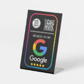Moderne Google-Bewertungs-QR-Code Geschäft Schwarz Sockelschild (Vorderseite)
