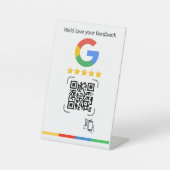 Moderne Google Review QR Scan Halterung Sockelschild (Vorderseite)