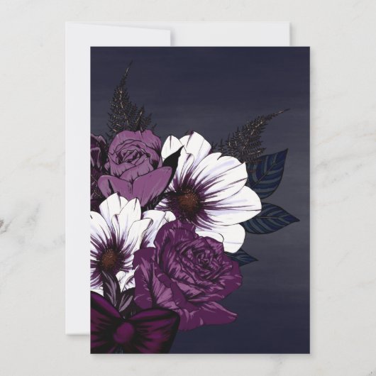 Moderne Goth Floral Dark Plum Hochzeitseinladung Einladung (Rückseite)