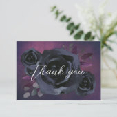 Moderne Goth Lila Black Rose Dankeskarte (Stehend Vorderseite)
