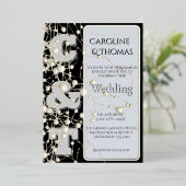 Moderne gotische Chic Pearl Gold Script Hochzeit Folieneinladung (Stehend vorne)