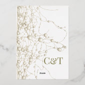 Moderne gotische Chic Pearl Gold Script Hochzeit Folieneinladung (Rückseite)