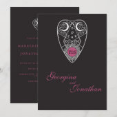 Moderne gotische Planchette-Hochzeit Einladung (Vorne/Hinten)