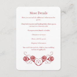 Moderne gotische Rose Wirbel Crimson Red Wedding Begleitkarte