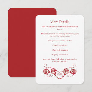 Moderne gotische Rose Wirbel Crimson Red Wedding Begleitkarte